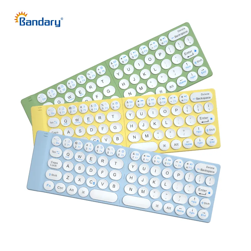 Bandary slim folding keyboard 65 Keys colorful portable mini BT wireless foldable keyboard for android laptop pc