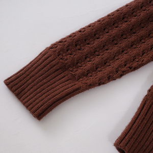 Cardigan en tricot personnalisé pour homme à manches longues, col rabattu, ajouré, double boutonnage - Product Image 5