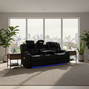 Venta Directa de Fábrica, Juego de Sofás Reclinables Eléctricos de Cuero Sintético Moderno, Muebles para el Hogar - Product Image 5