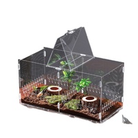 Boîte d'élevage pour reptiles en acrylique transparent, terrarium en forme de maison pour araignées sauteuses et scorpions avec ventilation
