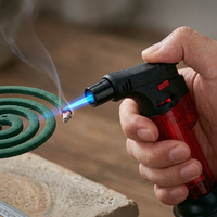 Briquet torche au butane rechargeable coupe-vent en plastique pour camping et barbecue, idéal pour cigarettes et cigares - Vente en gros