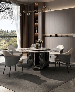 Mesa de comedor de piedra sinterizada de lujo, juego de mesa de muebles de comedor, mesa de comedor redonda - Product Image 3