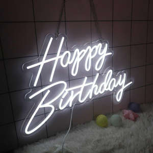 Letrero LED de Neón de Feliz Cumpleaños, Envío Rápido Directo desde Almacén en EE. UU., Decoración de Pared para Fiestas, Luz de Letras - Product Image 3