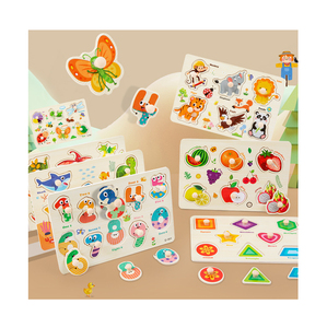 Giocattoli Educativi Montessori in Legno, <span class=keywords><strong>Puzzle</strong></span> con Maniglia per Bambini, Apprendimento Precoce, <span class=keywords><strong>Puzzle</strong></span> con Perni - Product Image 1