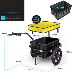 Cadre en métal Cargo 50kg Transport Carrier Cart Wagon vélo vélo Cargo Trailer - Product Image 2