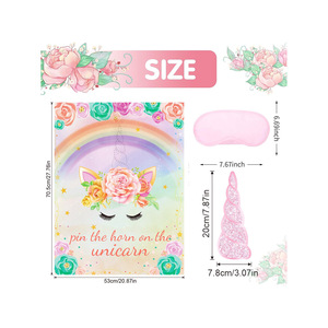 <strong>Unicorn</strong> Birthday <strong>Party</strong> Poster Children's Blindfold Game Pin the Horn on the <strong>Unicorn</strong> <strong>Party</strong> <strong>Supplies</strong> Photo Props - Product Image 2