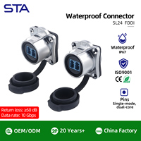 Conector de Fibra Óptica Impermeable SL24, Metálico, LC, Monomodo, Doble Núcleo, Cable de Comunicación IP67, Conector Hembra Cuadrado para Montaje en Panel
