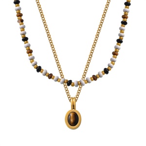 Collar de Mujer con Cuentas Hechas a Mano de Piedra Natural, Estilo Bohemio, Collar de Acero Inoxidable con Piedra Ojo de Tigre - Product Image 2
