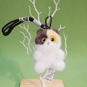 พวงกุญแจตุ๊กตา<span class=keywords><strong>แมว</strong></span>สยามสีเทาขนาดเล็กน่ารัก ขนาดเท่าฝ่ามือ นั่งอยู่ ห้อยจี้รูปหางยาว 10-15 ซม. - Product Image 6