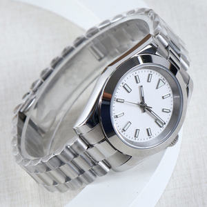 Montre en acier NH35 personnalisée avec logo DIY, 36 mm/39 mm, mouvement automatique, cadran blanc, étanche 10 bars/100 mètres, montre-bracelet de luxe pour homme - Product Image 3