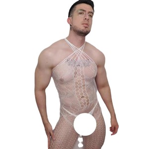 Body sexy en résille pour homme avec découpes, design transparent, taille mi-haute, en nylon et élasthanne, pour le printemps 2023 - Product Image 5