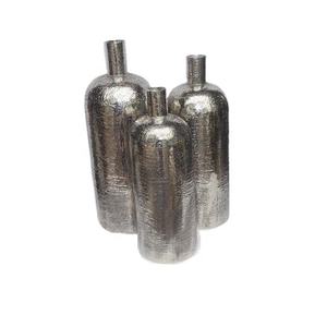 Vase à fleur moderne martelé en argent fabriqué en métal indien ensemble de 3 pièces décoration d'intérieur vitrine pour la maison salon décoration de la maison - Product Image 1