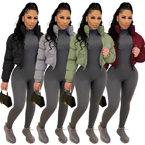 JK401 Vrouwen Jassen Korte Crop Puffer Jassen Dames Down Jassen Winter Dikke Warm Bubble Jassen Casual Zipper Outwears