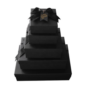 Wholesale black rectangular paper packaging luxury rigid gift box