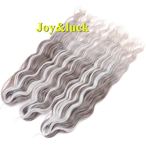 Bán buôn mềm cho Ombre hairpieces lỏng nước sâu sóng tổng hợp Crochet bện phần mở rộng tóc cho phụ nữ - Product Image 4