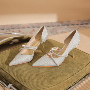 Zapatos de Tacón Alto de Estilo Francés para Mujer, con Diseños de Cristales y Diamantes, de Piel Auténtica, Elegantes, para Bodas de Verano - Product Image 2