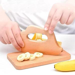 Wooden Fruit Slicer For Kids Banana Cutter <b>Kitchen</b> Toy Tool Age 2 4 Years Unisex Modern Simple Design - Product Image 1