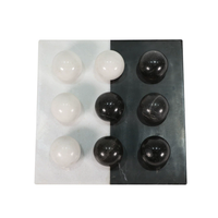 Marbre Tic Tac Toe jeu décor X O jeu de société ensemble cadeau d'anniversaire blanc marbre échiquier Table basse décor