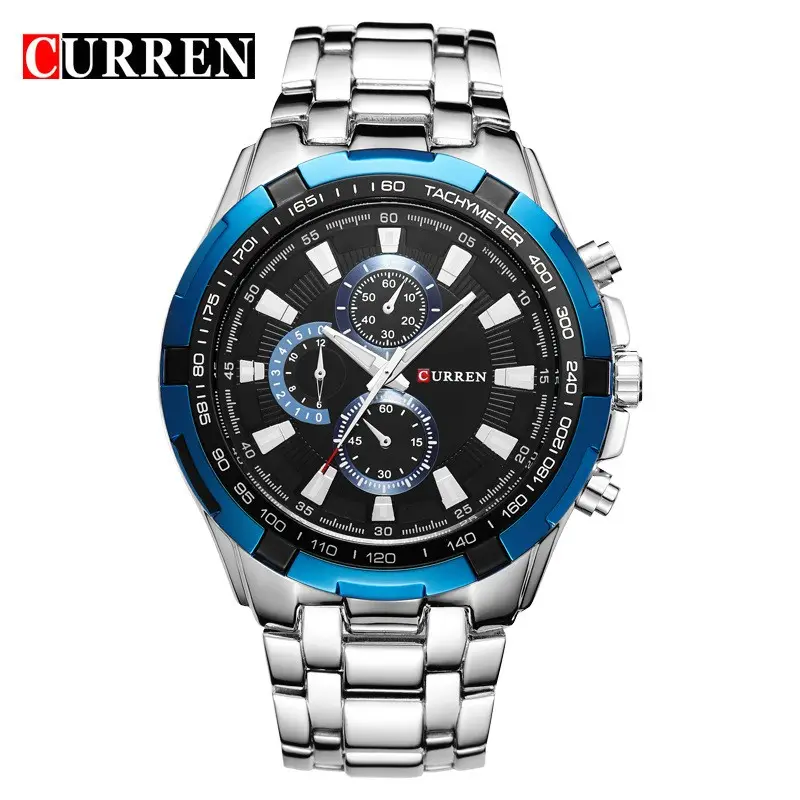 Curren 8023 jam tangan gelang baja tahan karat untuk pria jam tangan kuarsa impor jam tangan merek curren mewah