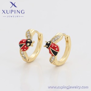 X001117955 <span class=keywords><strong>Orecchini</strong></span> a cerchio XUPING a forma di <span class=keywords><strong>coccinella</strong></span>, placcati oro 14K, con zirconi scintillanti, per uso quotidiano - Prezzo di fabbrica - Product Image 3