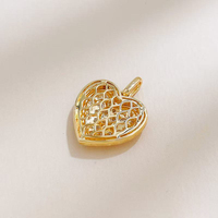 Pendentif Cœur Élégant Vintage Pavé de Diamants en Or Jaune 18K avec Diamant de Laboratoire, Bijou Exquis et Noble pour Femme