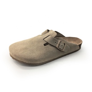 Dropshipping Fashion Outdoor Flat Birken Style <strong>White</strong> Grey Suede Leather Cork Foot Bed Solid Clog Women <strong>Men</strong> Unisex Walking <strong>Sandal</strong>