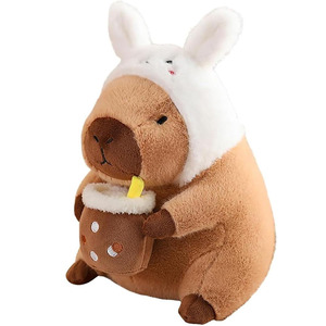 8662 OEM Personalizado, Peluche de Capibara de 12 Pulgadas con Gorro de Orejas de Conejo, Lindos Peluches de <span class=keywords><strong>Animales</strong></span> para Niños, Peluche de Capibara para Abrazar en Pascua - Product Image 1