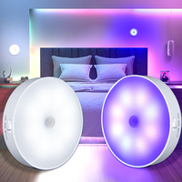 Veilleuse LED à détecteur de mouvement rechargeable par USB, cercle, cuisine, chambre à coucher, escaliers, couloir, armoire, placard, veilleuses