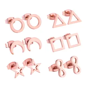 Nette Frauen Ohr stecker Fabrik preis Rosa Farbe Edelstahl Frauen Ohrringe Set Schmuck für Geschenk Gold Silber für Party