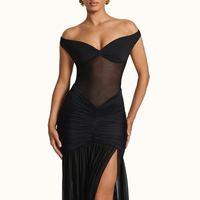 King Mcgreen étoile maille froncé col en V fendu Maxi robe femmes licou écharpe sans bretelles dos nu élégant soirée été fête porter