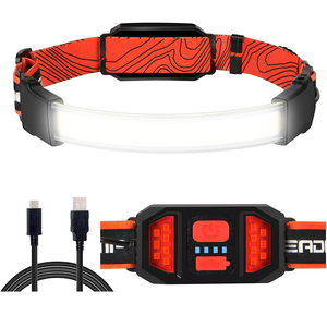 LINLI lampe frontale Rechargeable COB bande de projecteur LED bandeau lampe frontale pour l'extérieur avertissement d'urgence course Camping - Product Image 1