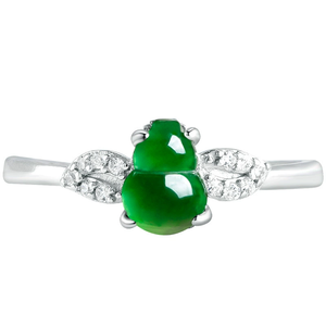 S925 <b>silver</b> inlaid natural A-grade jadeite <b>emerald</b> green ice type jade pendant <b>ring</b> adjustable for women - Product Image 5