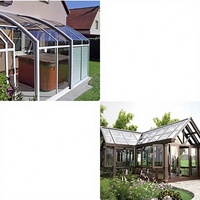 Villa Verrière Polygone Extérieure en Alliage d'Aluminium avec Verre Trempé, Isolation Phonique et Thermique, Pare-Soleil, Fermeture Supérieure, pour Jardin et Terrasse