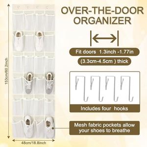 Over the Door Hanging Shoe Organizer with 24 Large Breathable Mesh <b>Pockets</b> Space Saving Closet Storage Organizer Holder - Product Image 4