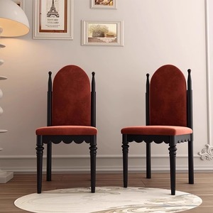 Chaise de salle à manger en bois massif, rembourrée en velours, dossier haut, style rétro français, chaise design pour salon - Product Image 2