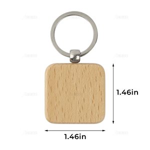 แผ่นไม้เปล่าสำหรับแกะสลัก ขายส่ง พวงกุญแจไม้ทรงสี่เหลี่ยม ป้ายห้อยกุญแจ ห่วงกุญแจ สำหรับงาน DIY ของขวัญ งานฝีมือ แกะสลักด้วยเลเซอร์ - Product Image 2