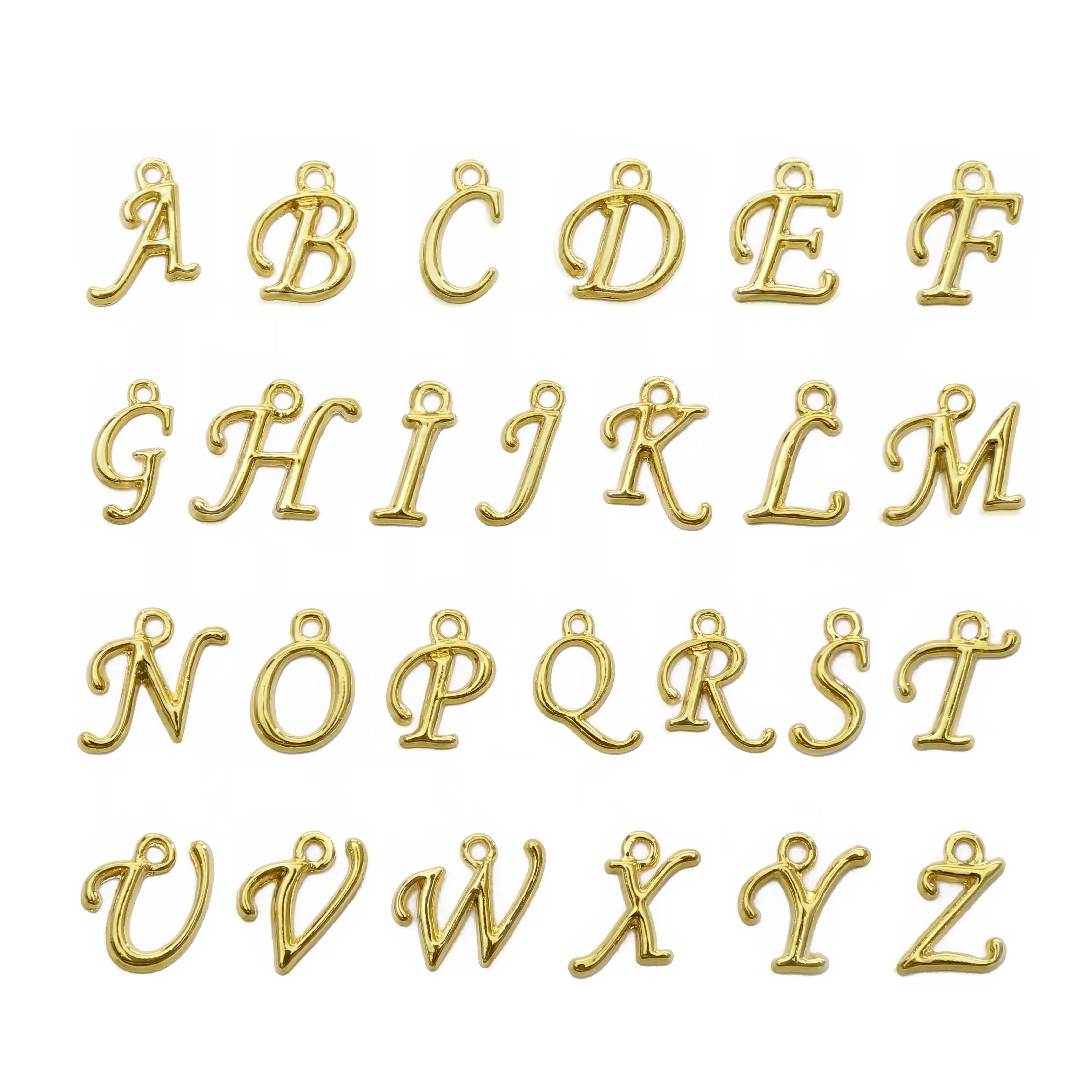 Bulk Price Gold Silver Rhodium Plated Letter Alphabet Alloy Metal Charm Pendant for DIY Jewelry Making 10~15mm