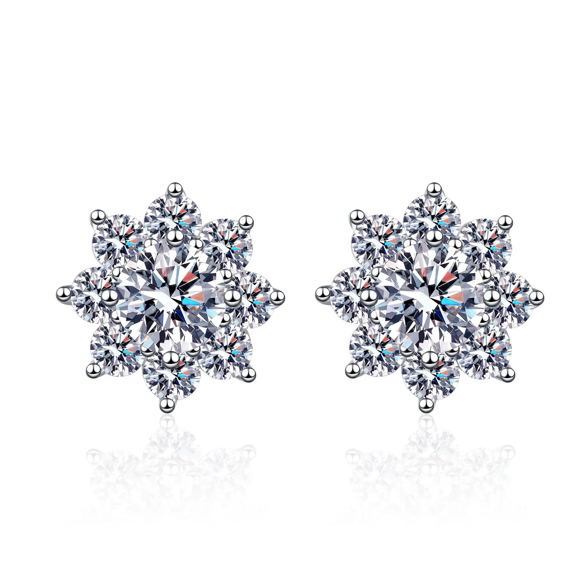Asscher Cut 1 2CT Moissanite Earrings Designer Jewelry 925 Sterling Silver Moissanite Crystal Snowflake Stud Hoop Earrings