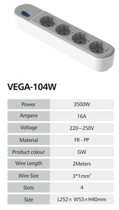 Enchufe de Mesa Europeo Personalizado Serie VEGA 16A, Enchufe Industrial para Oficina, Cable de Cobre Resistente al Fuego PP con Clavija Europea - Product Image 6