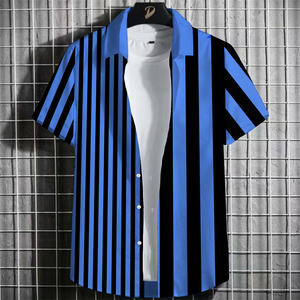 Camicia a sublimazione con stampa 3d Casual a maniche corte <span class=keywords><strong>camicie</strong></span> da festa da spiaggia abiti maschili a righe larghe camicia hawaiana per <span class=keywords><strong>uomo</strong></span> - Product Image 3