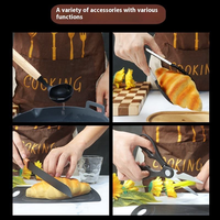 Ensemble de 19 ustensiles de cuisine en silicone avec manche en bois, ensemble de couteaux en acier inoxydable, sans BPA, outils de cuisson antiadhésifs et planche à découper