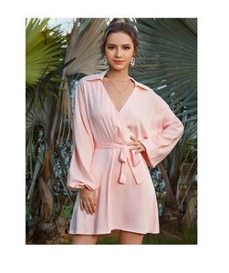 Nueva Tendencia Otoño, Blusa de Rayón para Mujer, Cuello en V, Manga Larga, Color Sólido, Corte en A, para Vestido Casual Midi - Product Image 3