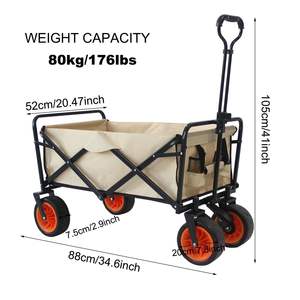 Chariot de festival pliable <span class=keywords><strong>avec</strong></span> roues et poignée télescopique pour le jardinage et le camping - Product Image 3