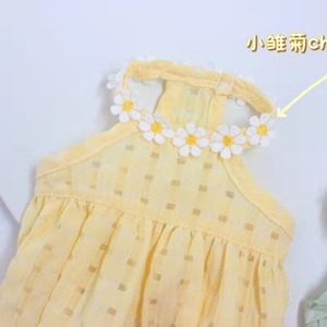 Robe d'été à carreaux pour animaux de compagnie, tenue fine et respirante pour chiens et chats, jupe mignonne à motif de marguerites, en Polyester - Product Image 3