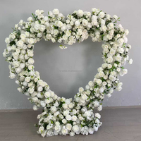 Arche de fleurs en forme de cœur bleue personnalisée avec support, fond de scène de mariage en fleurs artificielles roses, décoration de scène de mariage, arche de fleurs en forme de cœur