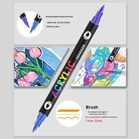 Vente directe d'usine de marqueurs d'art en plastique à double tête et deux couleurs pour la peinture des enfants