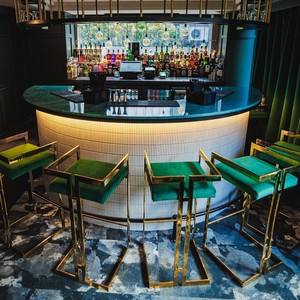 Comptoir de bar rond, design de bar à boissons, meilleur prix, comptoir de bar à cocktails moderne contemporain avec dessus en marbre personnalisé - Product Image 1