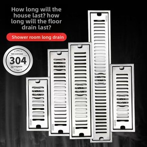 OEM 304 Stainless Steel Long Floor Drain High Capacity Deodorizing Filter for Hotel Bathrooms Outdoor Bathroom Accessories - Product Image 2