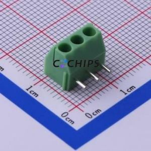 KF350R-3.5-3P Screw Terminal Block Bent Lead Through Hole,P=3.5mm Connector 1x3P 3.5mm Green Right Angle Insert - Product Image 1