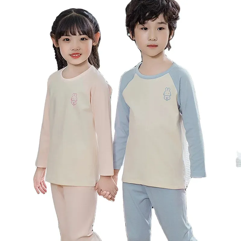 2024 कस्टम बच्चों के घर के कपड़े, बच्चों के लिए आरामदायक त्वचा के अनुकूल कार्टून पजामा, लड़कों और लड़कियों के लिए गोल गर्दन
